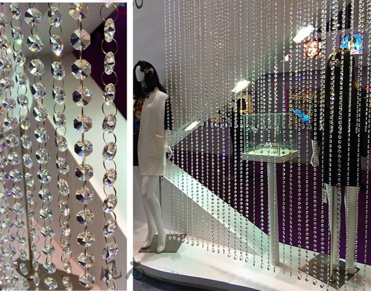 Octagonal crystal bead curtain partition curtain